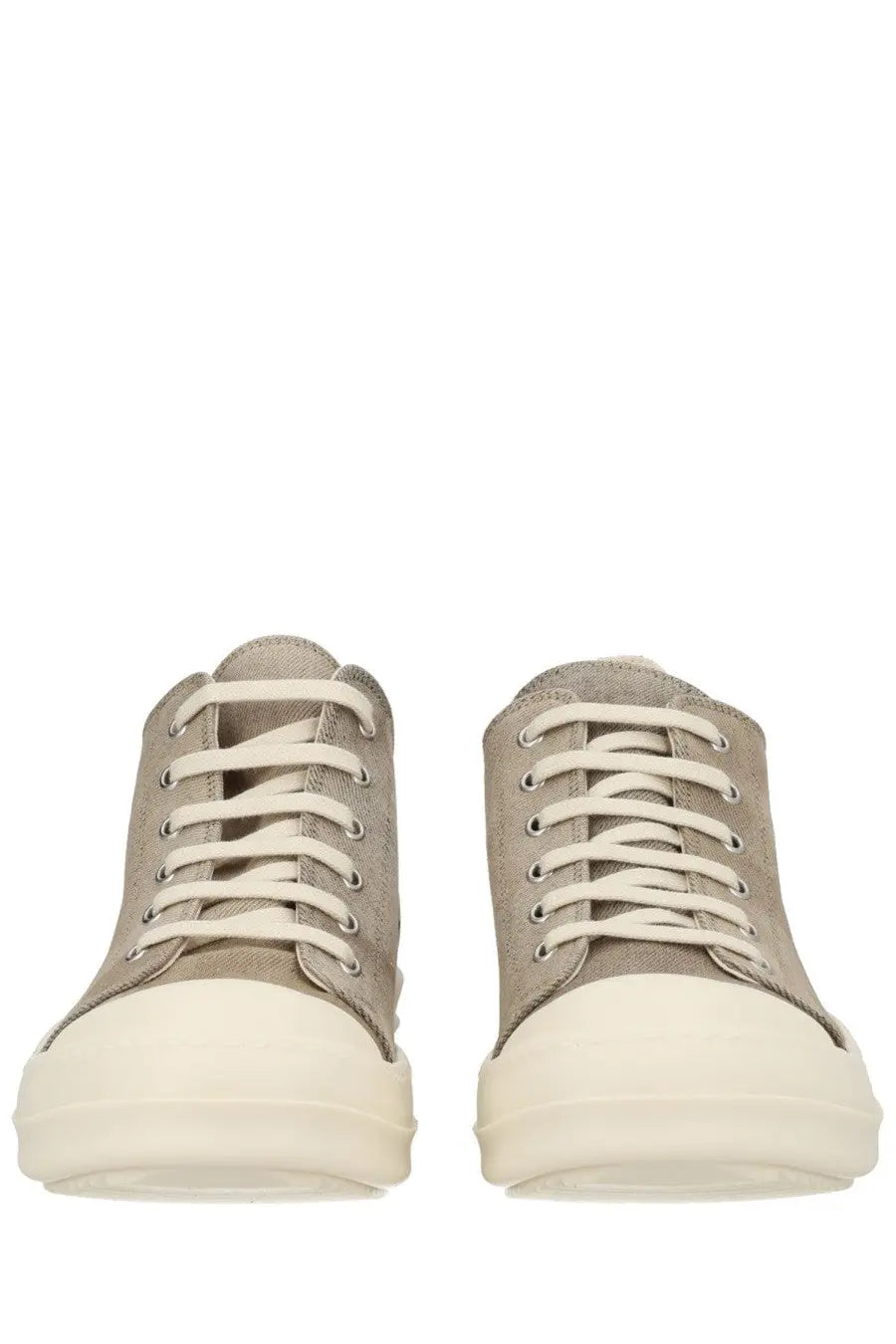 Drkshdw men’s low sneaks sneaker grey gray canvas high top with white laces and thick off white rubber sole