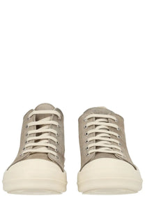 Drkshdw men’s low sneaks sneaker grey gray canvas high top with white laces and thick off white rubber sole