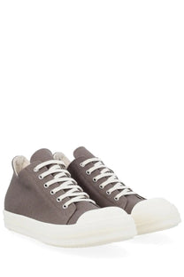 Drkshdw men’s low sneaks sneaker grey gray canvas high top with white laces and thick off white rubber sole