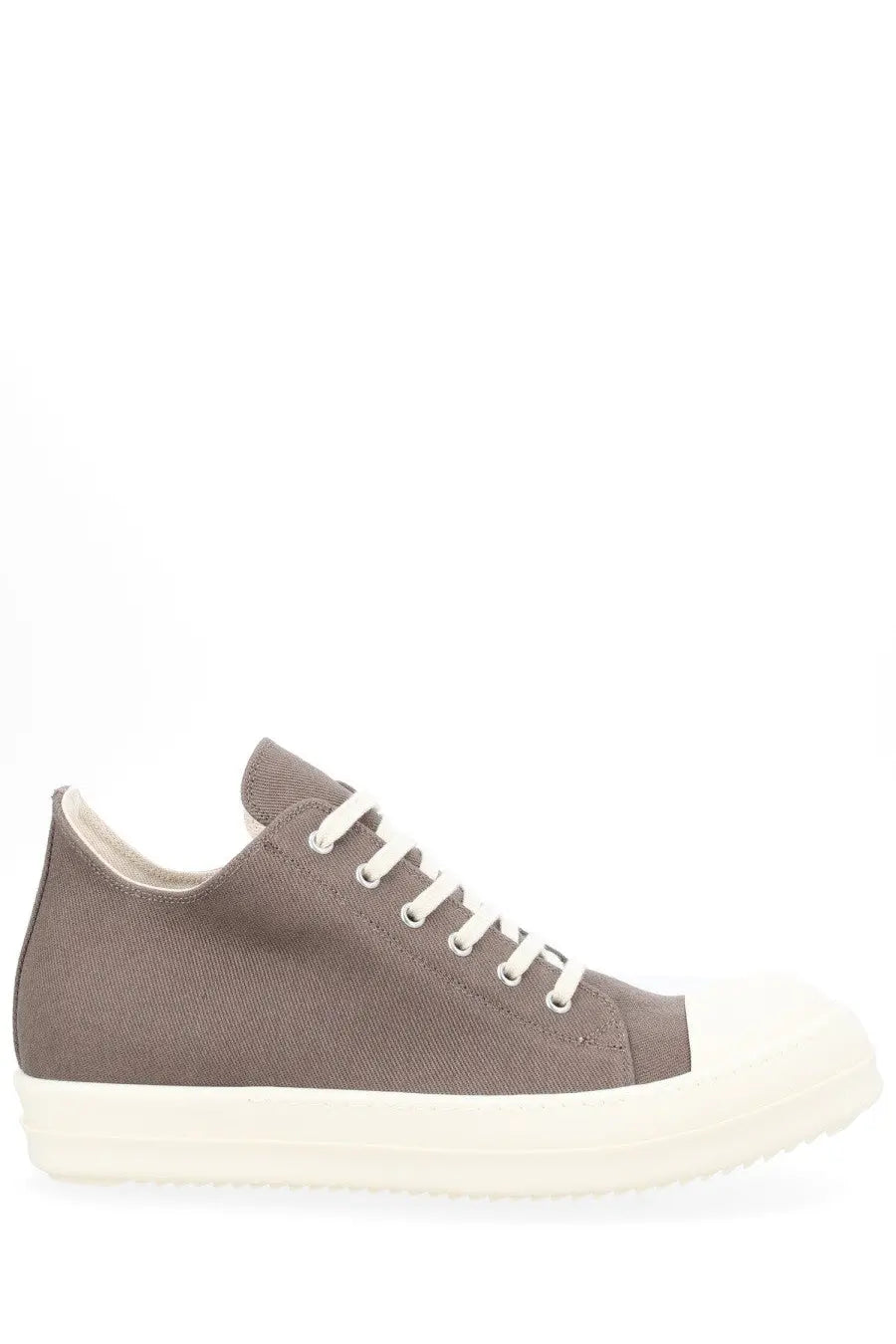 Drkshdw men’s low sneaks sneaker grey gray canvas high-top with white rubber toe cap and sole