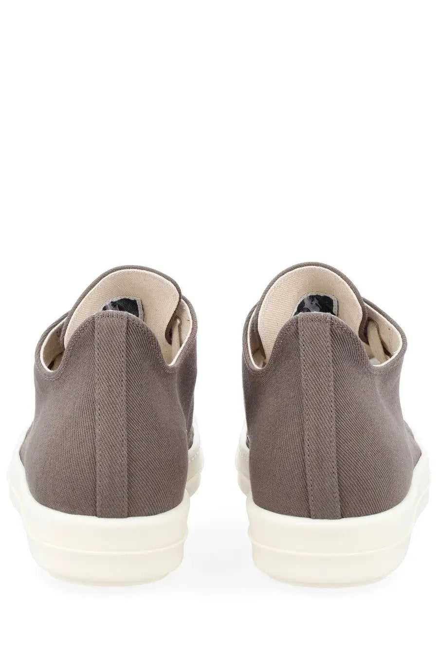 Drkshdw men’s low sneaks sneaker grey gray canvas sneakers with white rubber sole and beige interior lining
