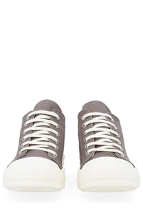 Drkshdw men’s low sneaks sneaker grey gray canvas sneaker with white laces and thick off-white rubber sole