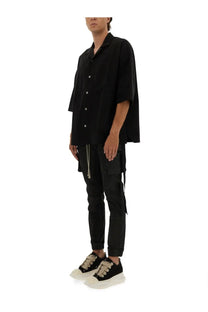 Drkshdw men’s magnum tommy shirt black oversized button-up with asymmetrical hem and flowing sleeves