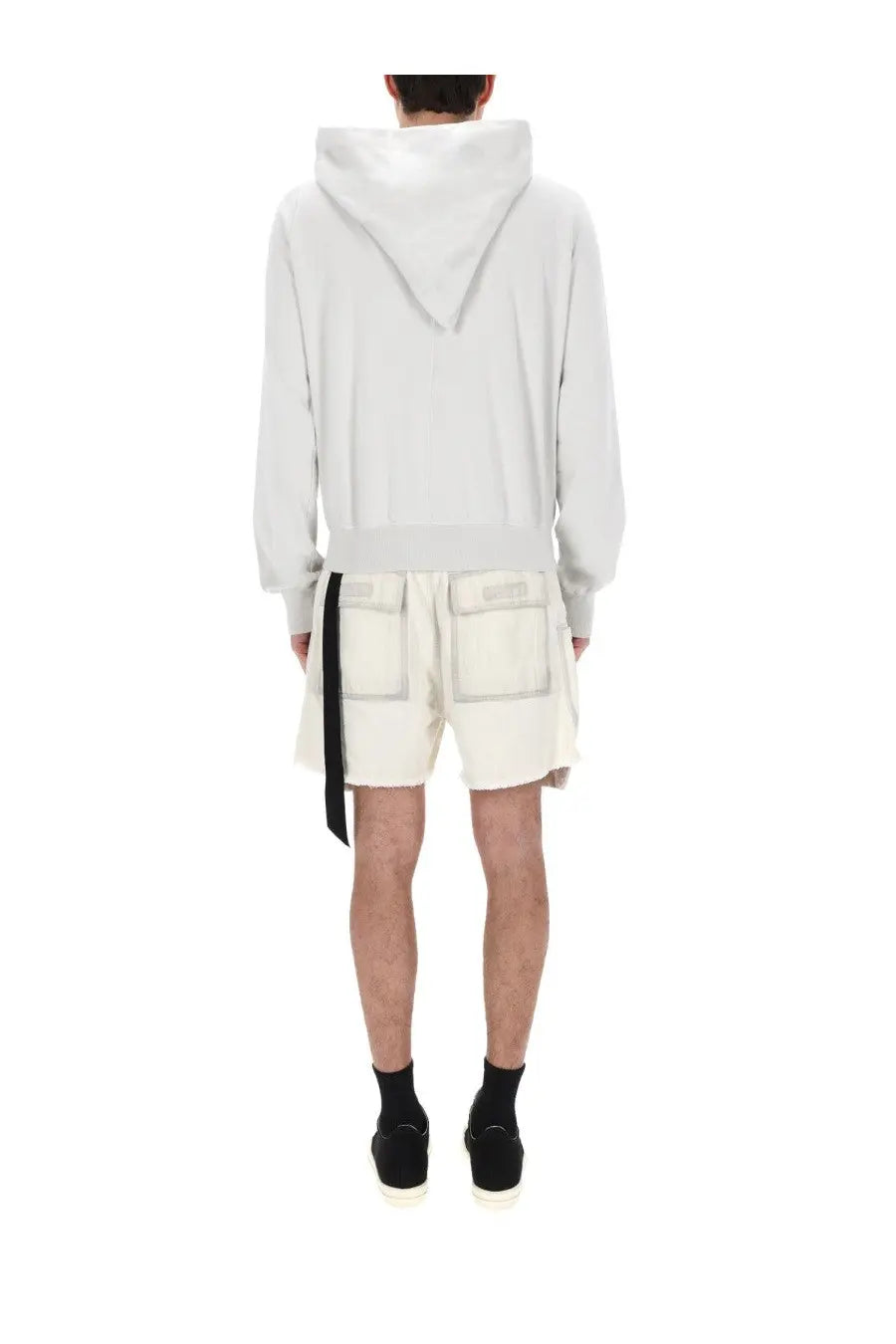 Drkshdw men’s mountain sweatshirt white minimalist hoodie with relaxed fit and subtle seam detailing