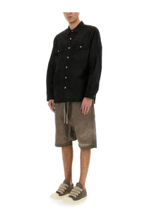 Drkshdw men’s outershirt jumbo black long-sleeved shirt with two chest pockets and silver buttons