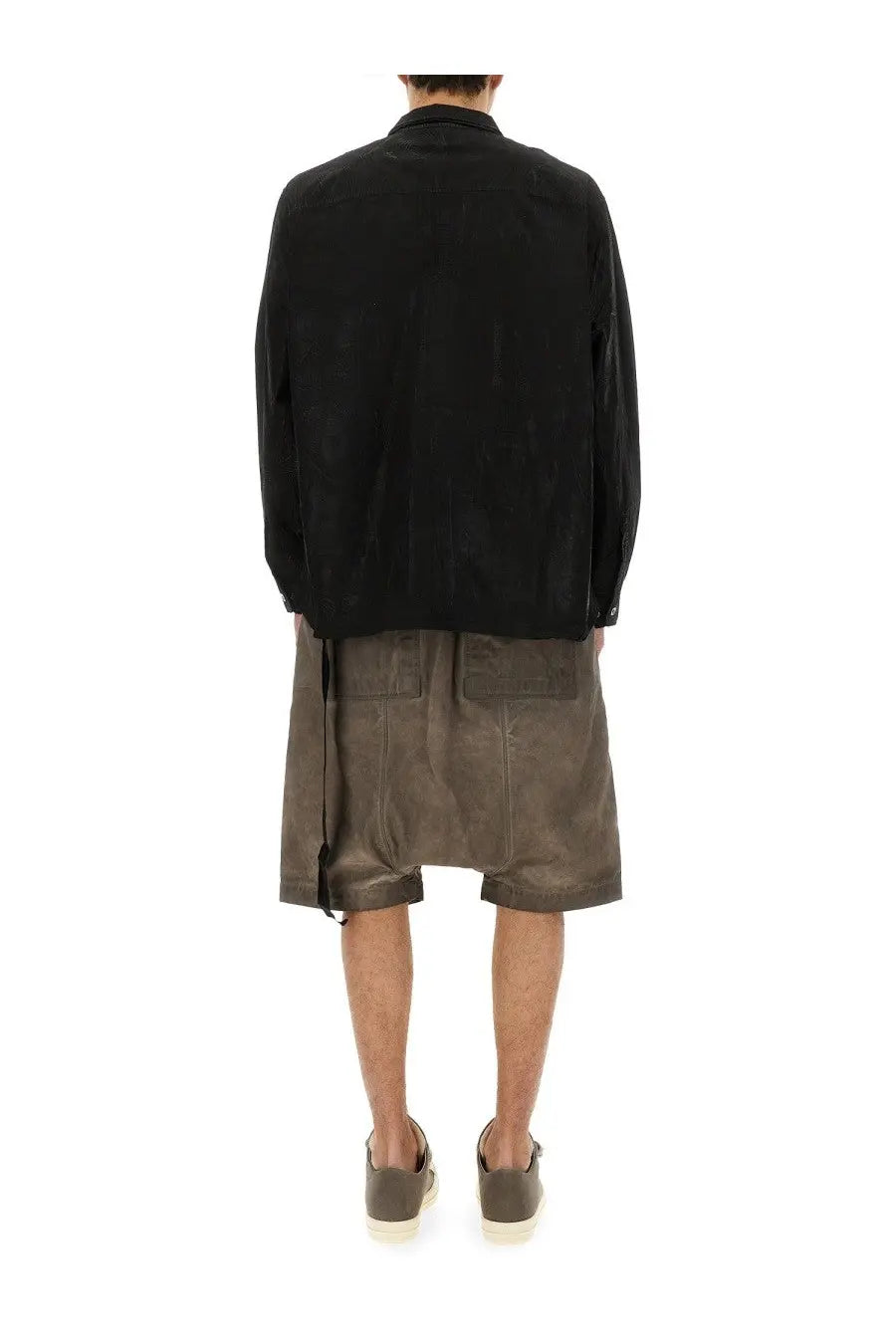 Drkshdw men’s outershirt jumbo black black suede jacket with relaxed fit and buttoned cuffs