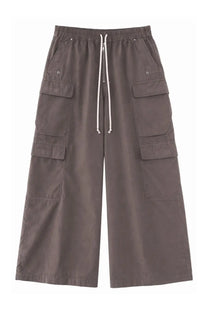 Drkshdw men’s pantalone cargo jumbo belas brown dark gray cargo pants with multiple pockets and drawstring waistband