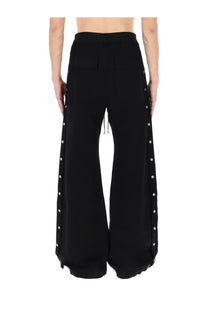 Drkshdw men’s pantalone wide pusher black pants with silver-toned button accents on outer seams