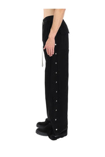 Drkshdw men’s pantalone wide pusher black pants with silver side buttons and drawstring waist