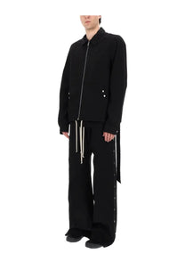 Drkshdw men’s pantalone wide pusher black zip-front jacket with subtle white buttons and minimalist design