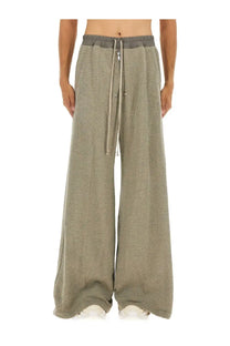 Drkshdw men’s pants geth belas grey roomy olive green knit wide-leg pants with gray drawstring waist and metal zipper detail
