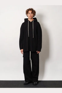 Drkshdw men’s peter cotton sweatshirt black oversized hoodie with white drawstrings in cotton material