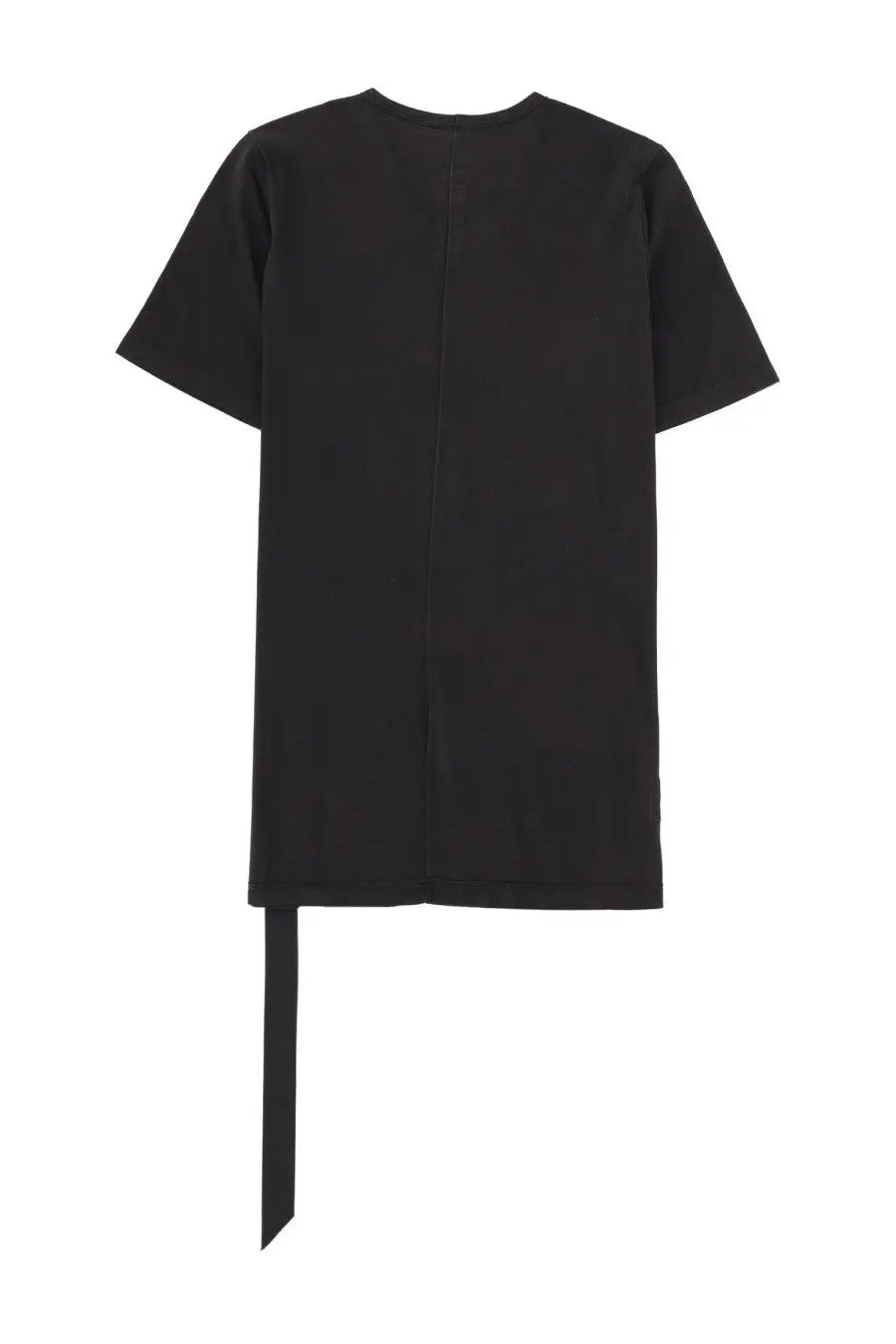 Drkshdw men’s black short-sleeved shirt with central seam and long tie at hem made from soft cotton