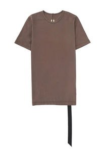 Drkshdw men’s brown minimalist short-sleeved t-shirt with black ribbon hem and subtle stitching details