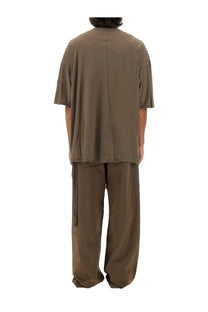 Drkshdw men’s oversized olive green short-sleeved shirt with relaxed fit and raw hem in cotton blend