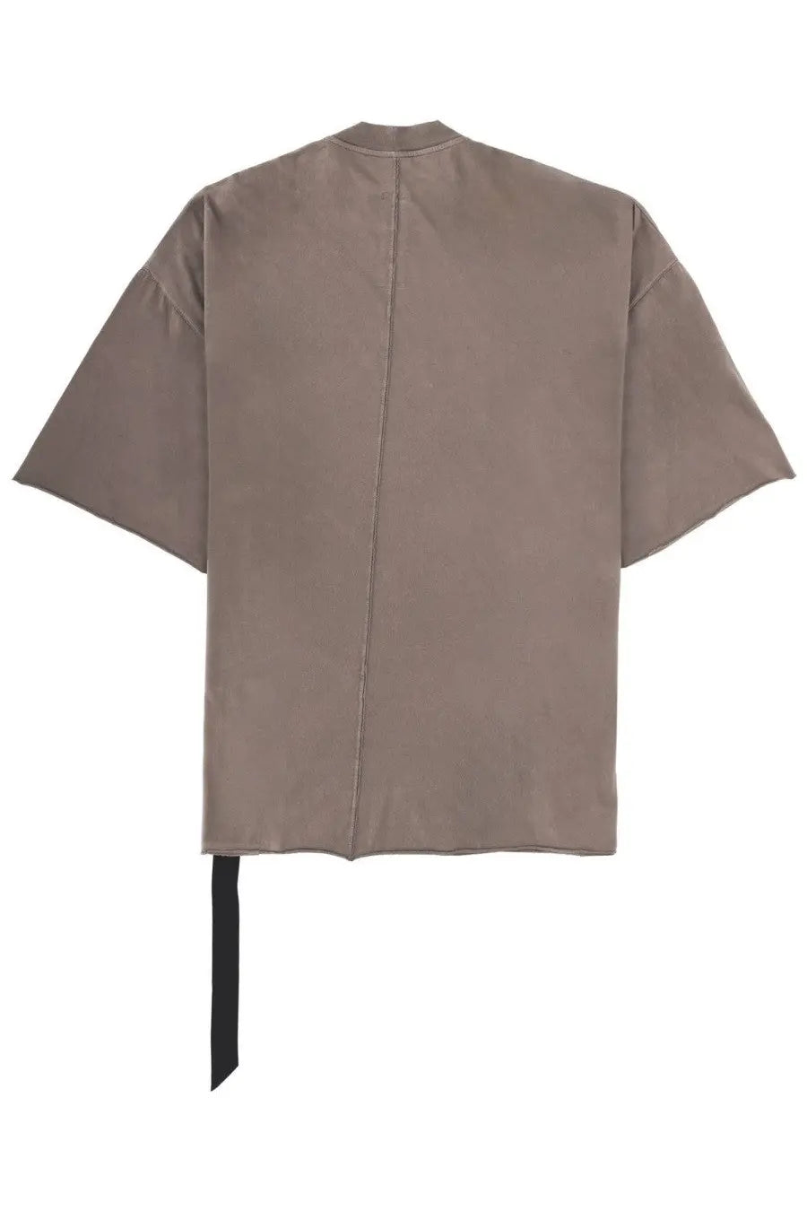 Drkshdw men’s shirt tommy beige taupe oversized short-sleeved with central seam and black fabric tie at hem