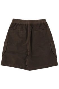 Dark brown drkshdw men’s cargo shorts with elastic waistband and multiple pockets in cargobela brown color