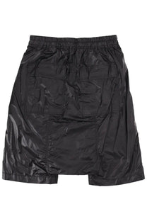 Drkshdw men’s shorts pods black made of glossy black nylon with elastic waistband and multiple patch pockets