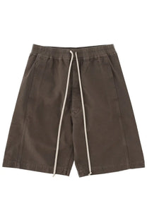 Drkshdw men’s shorts wide pusher brown in dark olive green with relaxed fit and contrasting off-white drawstring cord