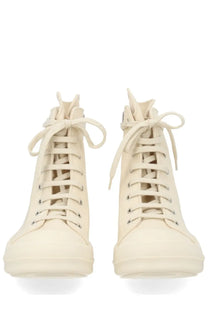 Drkshdw men’s sneaker alta in denim white cream-colored high-top sneakers with matching laces and minimalist design