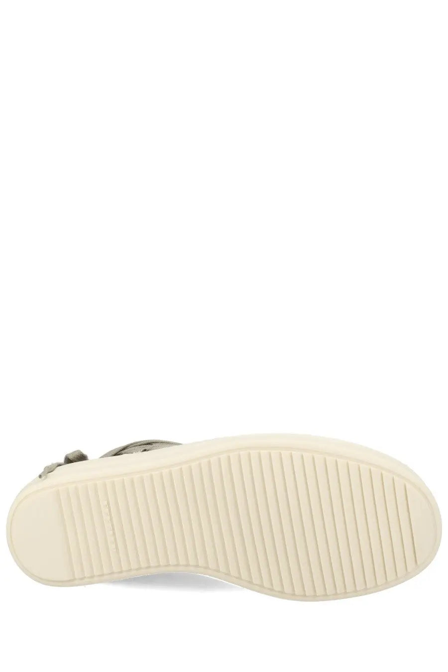 A sleek olive-green platform sandal with textured rubber sole and adjustable ankle strap for men by DRKSHDW