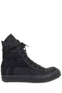 Drkshdw men’s sneaker vegan sneaks black black high-top sneaker with tactical straps and chunky rubber sole