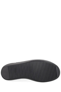 Black rubber sole with textured ribbed pattern for grip on drkshdw men’s sneaker vegan sneaks black