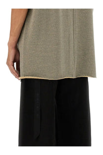 Drkshdw men’s tarp plush shirt grey loose-fitting sleeveless top with raw-hem and subtle vertical seam detail