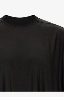 Drkshdw men’s technical fabric black t-shirt with smooth slightly glossy fabric and clean neckline stitching