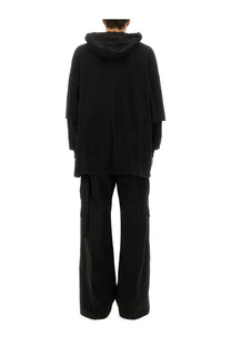 Drkshdw men’s tommy hustler black hooded jacket with oversized layered sleeves and relaxed fit