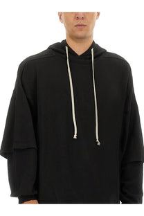 Drkshdw men’s tommy hustler black oversized hoodie with contrasting white drawstrings and soft cotton fabric