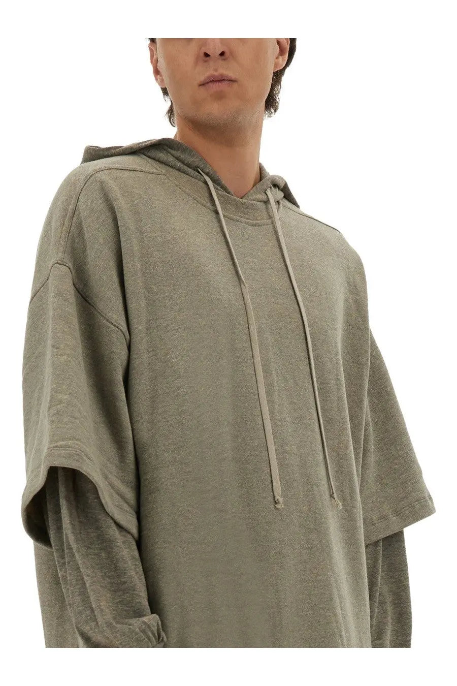 Drkshdw men’s tommy hustler olive green oversized hoodie with relaxed fit and matching drawstrings