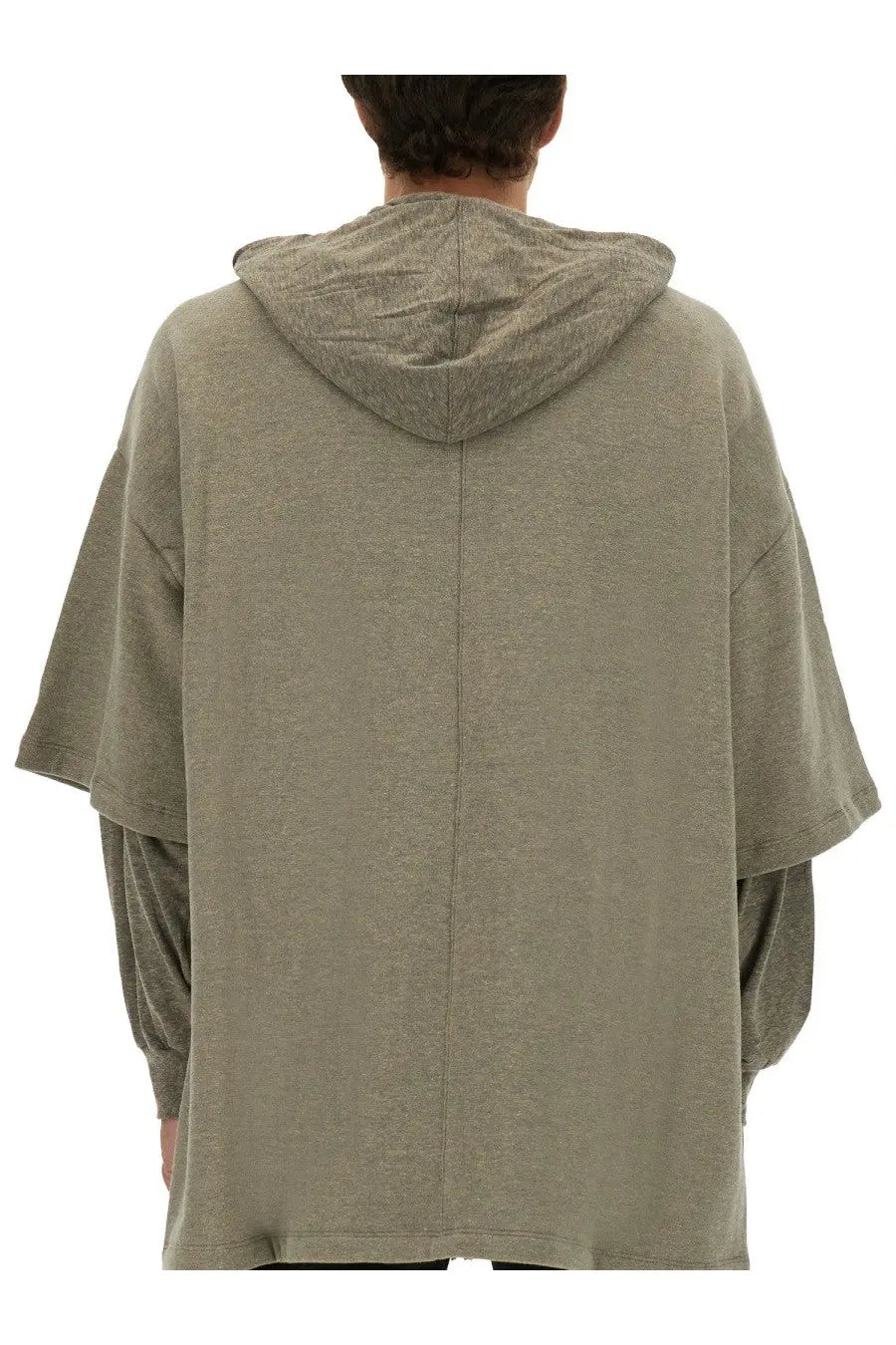 Drkshdw men’s tommy hustler hoodie in olive green oversized design with relaxed layered texture for casual wear