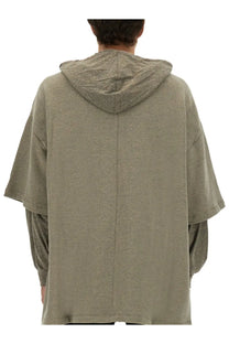 Drkshdw men’s tommy hustler hoodie in olive green oversized design with relaxed layered texture for casual wear