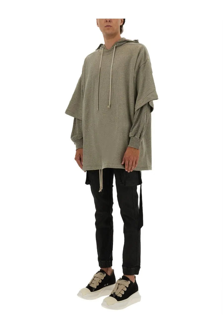 Drkshdw men’s tommy hustler oversized olive green hooded sweatshirt with long sleeves and drawstring closure