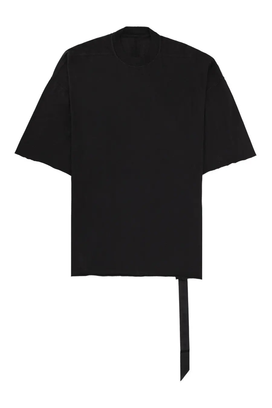 Drkshdw men’s tommy shirt black oversized t-shirt with asymmetrical hem and long narrow tie at the bottom