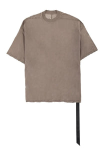 Drkshdw men’s tommy shirt brown oversized beige t-shirt with subtle textured fabric and black ribbon hem detail