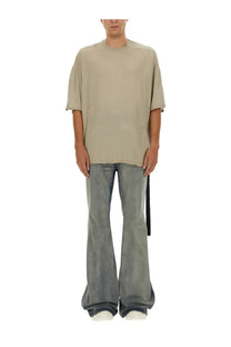 Drkshdw men’s tommy shirt white beige oversized short-sleeved t-shirt with relaxed fit and frayed hem