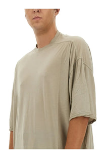 Beige oversized t-shirt with relaxed fit and raw hemmed sleeves from DRKSHDW men’s tommy shirt white collection