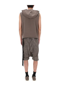 Drkshdw men’s sleeveless hooded tunic in matte gray with drawstring waistband and hood