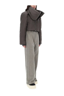 Drkshdw women’s convertible jkt jacket bronze in dark gray with voluminous oversized hood and quilted panels