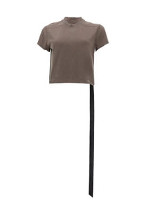 Drkshdw women’s brown taupe short-sleeved cropped shirt with black side ribbon detail