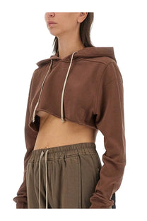 Drkshdw women’s brown cropped hoodie with contrasting off-white drawstrings perfect for casual wear