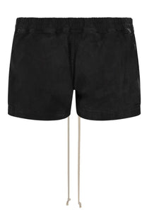 Drkshdw women’s black denim shorts with elastic waistband and matching drawstrings for casual wear
