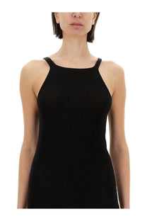 Drkshdw women’s black sleeveless dress tank with square neckline and thin shoulder straps