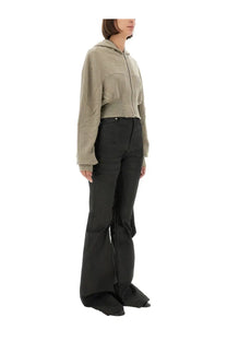 Beige cropped hoodie with zipper front and subtle stitching details from DRKSHDW womens gimp collage sweatshirt grey collection