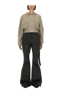 Beige cropped zip-up hoodie with hood and patchwork design from drkshdw women’s gimp collage sweatshirt grey collection