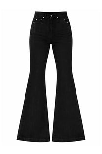 Drkshdw women’s black high-waisted flared denim jeans with silver-toned button and rivet details