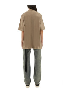 Beige oversized short-sleeved drkshdw women’s jumbo shirt with central seam and relaxed fit
