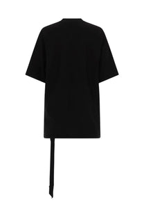 Drkshdw women’s jumbo ss shirt black oversized cotton tee with asymmetrical hem and long tie at the back view